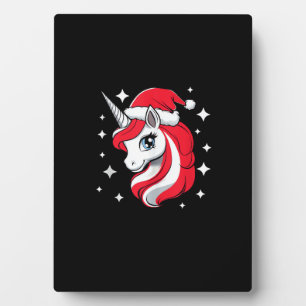 Christmas Unicorn For Girls Red Santa Hat Winter H Plaque