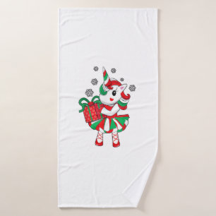 Christmas Unicorn Fun Girls Kids Snowflake Holiday Bath Towel