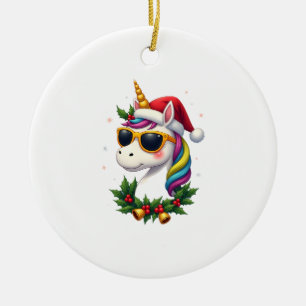 Christmas Unicorn Girls Boys Xmas Santa Cute Kids Ceramic Tree Decoration