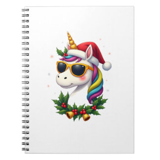 Christmas Unicorn Girls Boys Xmas Santa Cute Kids  Notebook