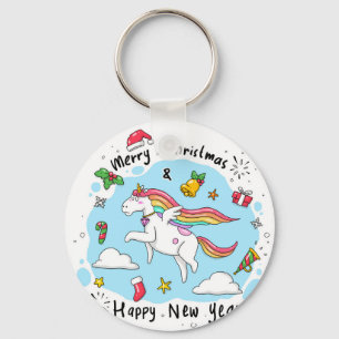 Christmas Unicorn Key Ring
