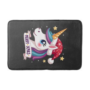 Christmas Unicorn Long Sleeve T-Shirt (1) Bath Mat
