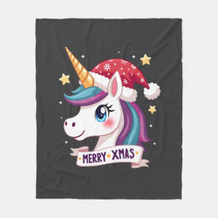 Christmas Unicorn Long Sleeve T-Shirt (1) Fleece Blanket