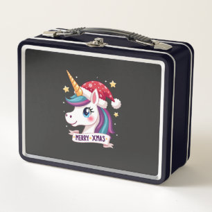 Christmas Unicorn Long Sleeve T-Shirt (1) Metal Lunch Box
