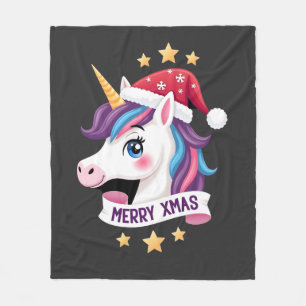 Christmas Unicorn Long Sleeve T-Shirt (2) Fleece Blanket