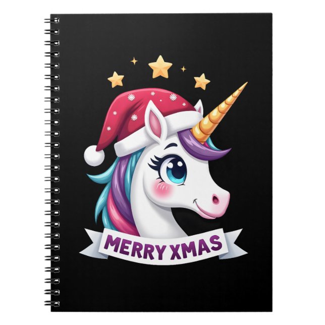Christmas Unicorn Long Sleeve T-Shirt Notebook (Front)