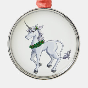 Christmas Unicorn Metal Tree Decoration