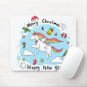 Christmas Unicorn Mouse Pad