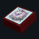 Christmas Unicorn On Blue Shiny Paper Gift Box<br><div class="desc">Store your treasures or give a treasure gift box to someone as a beautiful gift. 
 Choices of wood frames are now available.
Many designs for different occasions are available in my store.</div>