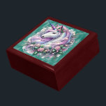 Christmas Unicorn On Green Shiny Paper Gift Box<br><div class="desc">Store your treasures or give a treasure gift box to someone as a beautiful gift. 
 Choices of wood frames are now available.
Many designs for different occasions are available in my store.</div>