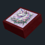 Christmas Unicorn On Purple Shiny Paper Gift Box<br><div class="desc">Store your treasures or give a treasure gift box to someone as a beautiful gift. 
 Choices of wood frames are now available.
Many designs for different occasions are available in my store.</div>