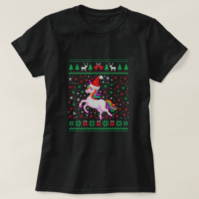 Christmas Unicorn Outfit Funny Christmas Pattern U T-Shirt (Design Front)