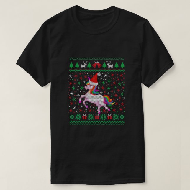 Christmas Unicorn Outfit Funny Christmas Pattern U T-Shirt (Design Front)