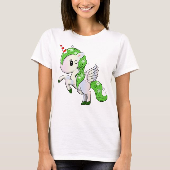 Christmas Unicorn Pegasus T-Shirt (Front)