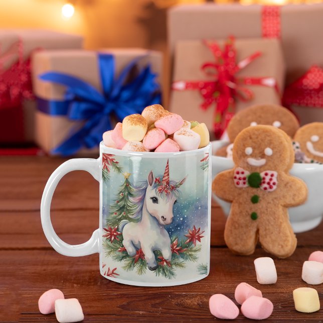 Christmas Unicorn Personalised Holiday Two-Tone Coffee Mug (Creator Uploaded)