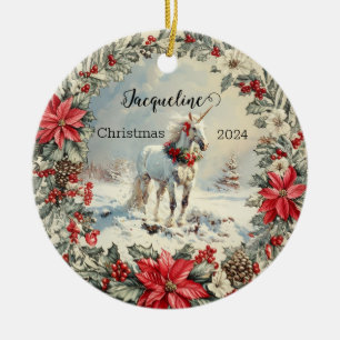 Christmas Unicorn Personalized Ornamennt Ceramic Tree Decoration
