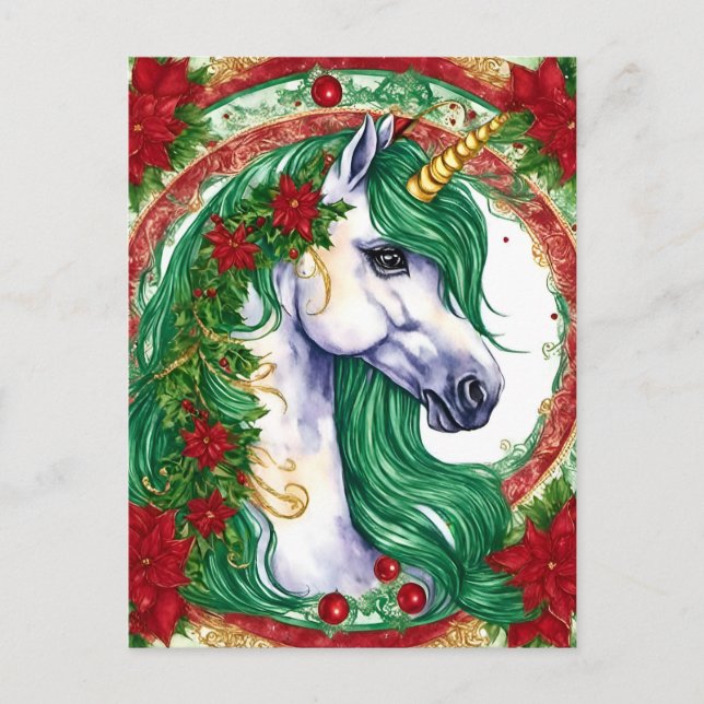 Christmas Unicorn Postcard (Front)