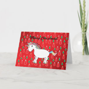 Christmas unicorn red snowman pattern holiday card