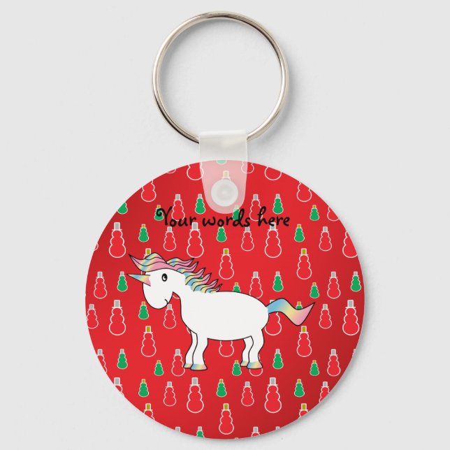 Christmas unicorn red snowman pattern key ring (Front)