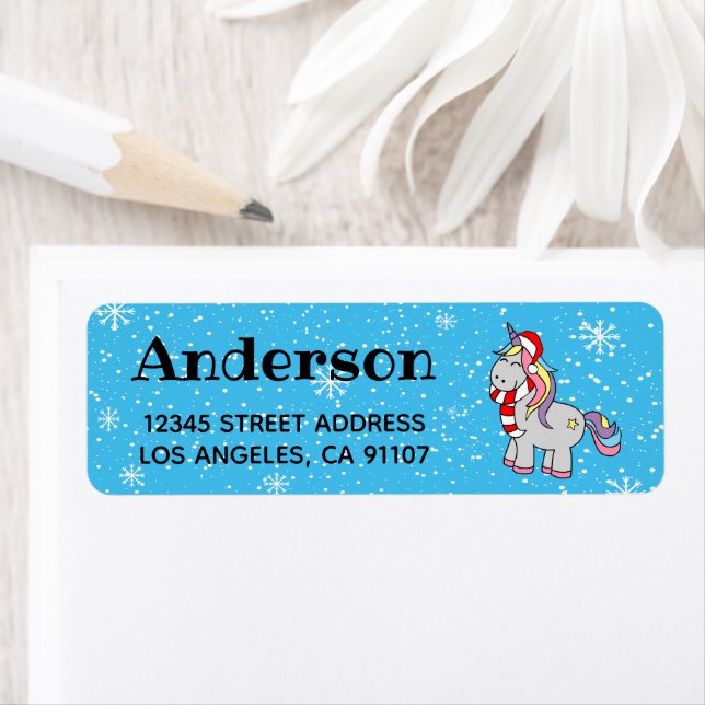 Christmas Unicorn Return Address Label (Insitu)