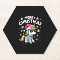 Christmas Unicorn Santa Hat T-Shirt (1)