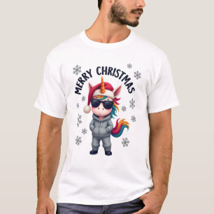 Christmas Unicorn Santa Hat T-Shirt (3)