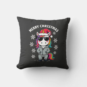 Christmas Unicorn Santa Hat T-Shirt (3) Cushion