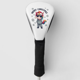 Christmas Unicorn Santa Hat T-Shirt (3) Golf Head Cover