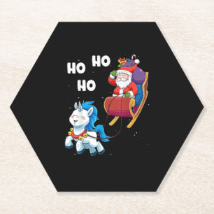 Christmas Unicorn Shirt Magical Xmas Santa Claus S Paper Coaster