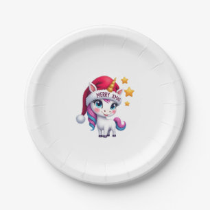 Christmas Unicorn T-Shirt (3) Paper Plate