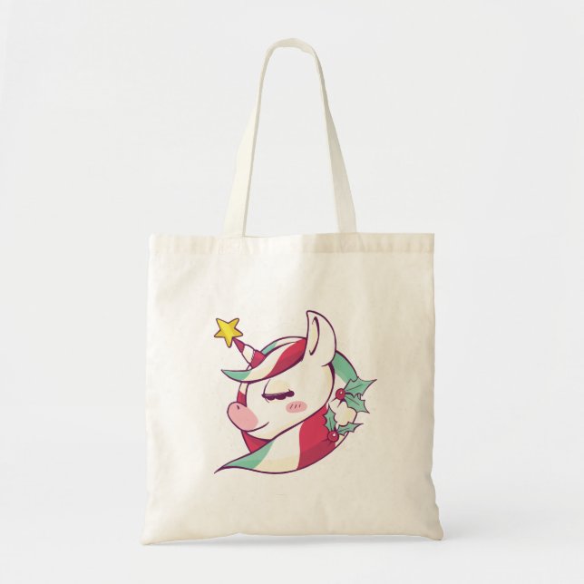 Christmas Unicorn Tote Bag (Front)