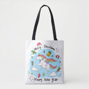 Christmas Unicorn Tote Bag