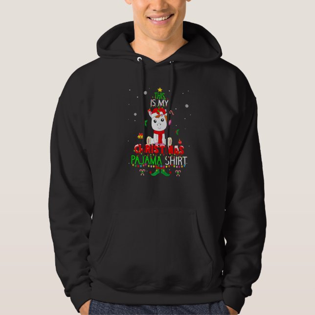 Christmas Unicorn Tree Pajama Santa Light Family K Hoodie (Front)