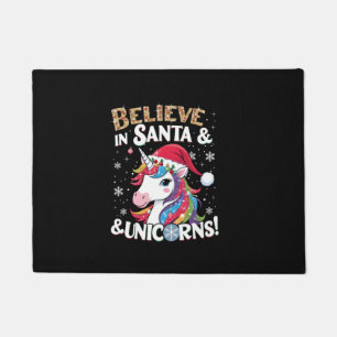 Christmas Unicorns Believe in Santa & Unicorns! Ho Doormat