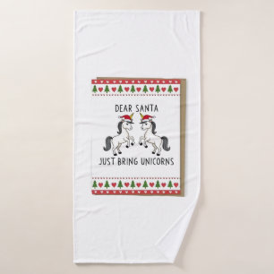 Christmas Unicorns Ugly Xmas Sweater Unicorn Lover Bath Towel