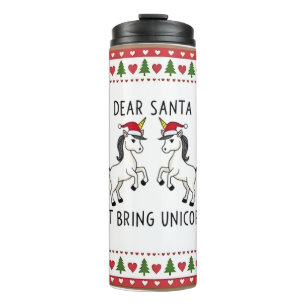 Christmas Unicorns Ugly Xmas Sweater Unicorn Lover Thermal Tumbler