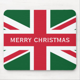 Christmas Union Jack ~ Red, Green and White Mouse Pad