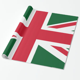 Christmas Union Jack ~  Red, Green and White Wrapping Paper