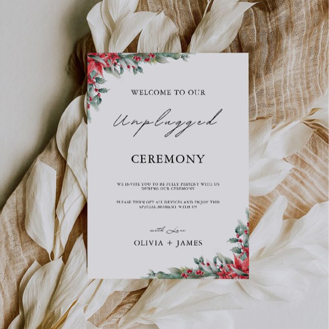 Christmas Unplugged Ceremony Wedding Sign, Invitation (Christmas Unplugged Ceremony Wedding Sign, Invitation)