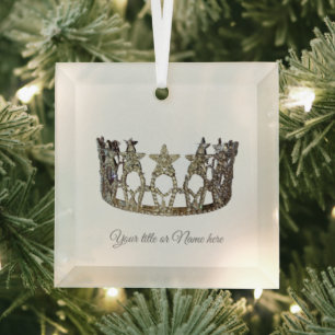 Christmas USA Pageant Like Crown Glass Tree Decoration
