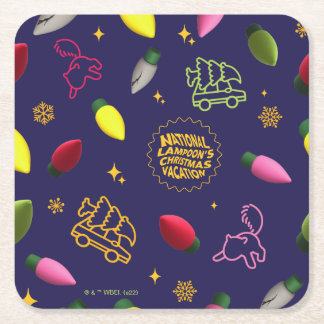 Christmas Vacation | Holiday Pattern Square Paper Coaster