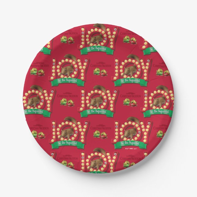 Christmas Vacation | Joy to the Squirrel Pattern Paper Plate (Front)