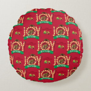 Christmas Vacation   Joy to the Squirrel Pattern Round Cushion