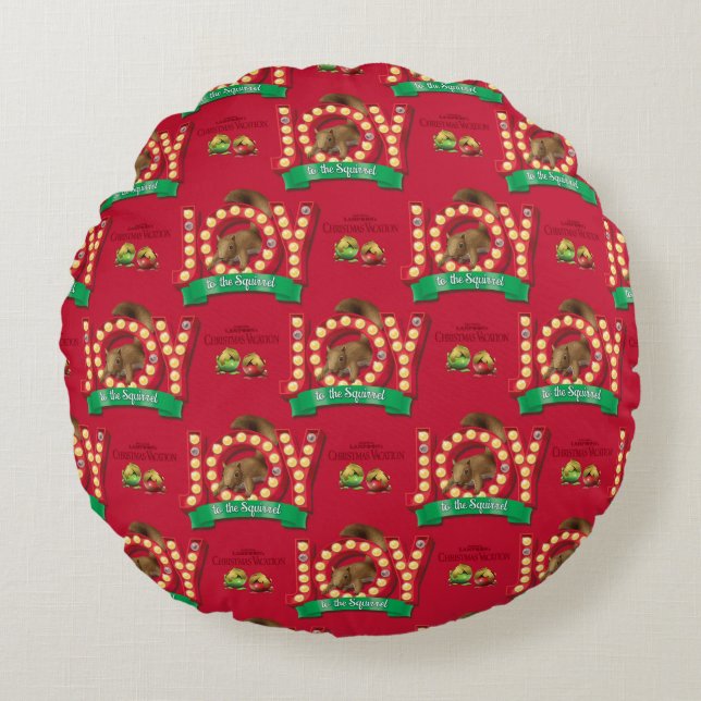 Christmas Vacation | Joy to the Squirrel Pattern Round Cushion (Front)