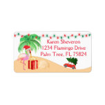 Christmas Vacation Santa Pink Flamingo on a Beach Label<br><div class="desc">These are so cute and festive for the Holidays. If you are having a party and need special labels or a theme,  contact me I will create them for you.  If you need a custom order contact me at invitesanddelites@comcast.net</div>