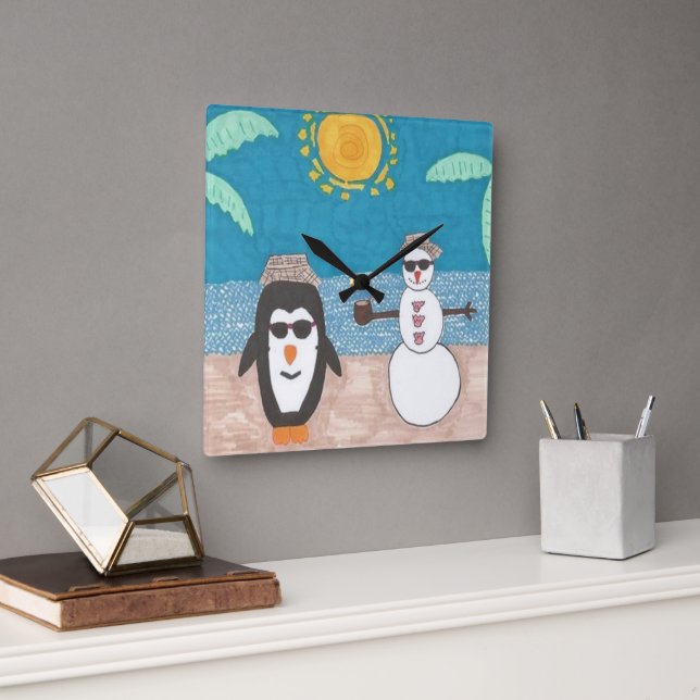 Christmas Vacation Square Wall Clock (Office)