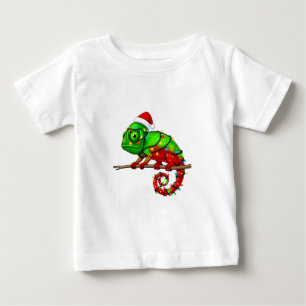 Christmas Veiled Chameleon Chamaeleo Santa Hat Baby T-Shirt