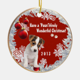 Christmas Version Two Featuring This Jack Russell Ceramic Tree Decoration