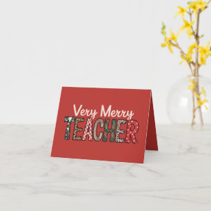 Christmas Very Merry Teacher Leopard Tree Card