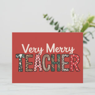 Christmas Very Merry Teacher Leopard Tree Invitation